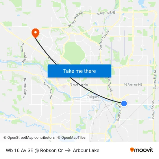 Wb 16 Av SE @ Robson Cr to Arbour Lake map