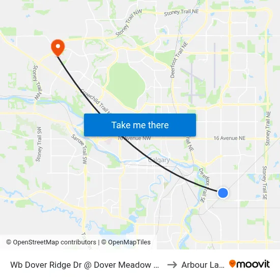 Wb Dover Ridge Dr @ Dover Meadow Cl SE to Arbour Lake map