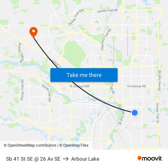 Sb 41 St SE @ 26 Av SE to Arbour Lake map