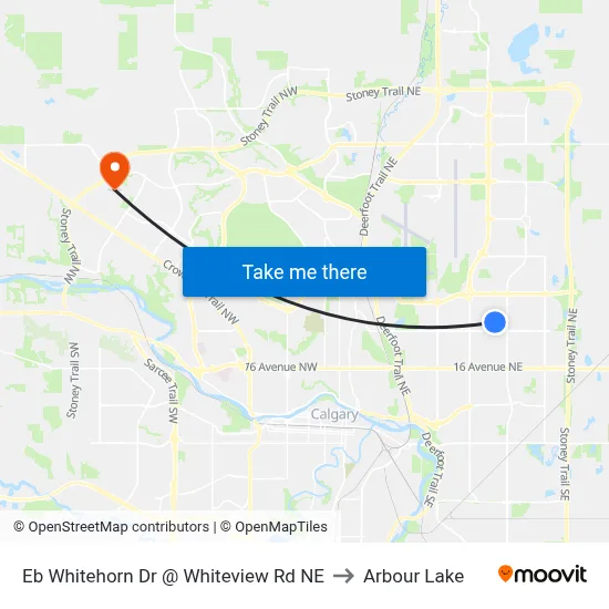 Eb Whitehorn Dr @ Whiteview Rd NE to Arbour Lake map