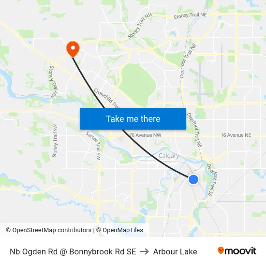 Nb Ogden Rd @ Bonnybrook Rd SE to Arbour Lake map