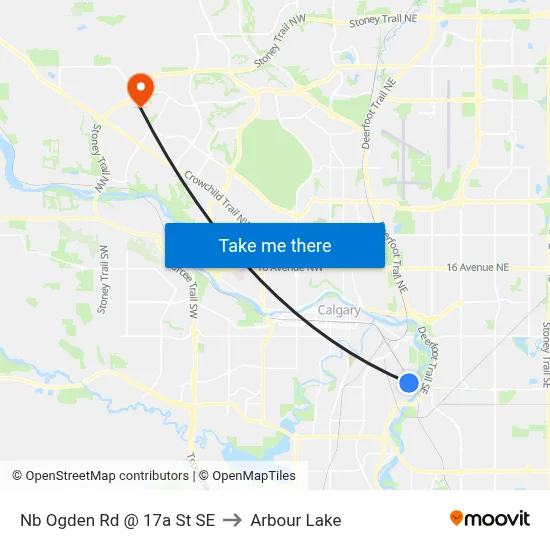 Nb Ogden Rd @ 17a St SE to Arbour Lake map