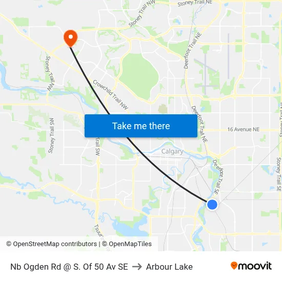 Nb Ogden Rd @ S. Of 50 Av SE to Arbour Lake map