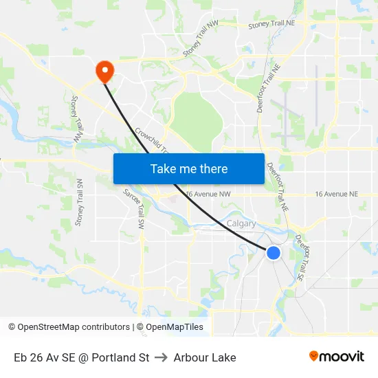 Eb 26 Av SE @ Portland St to Arbour Lake map