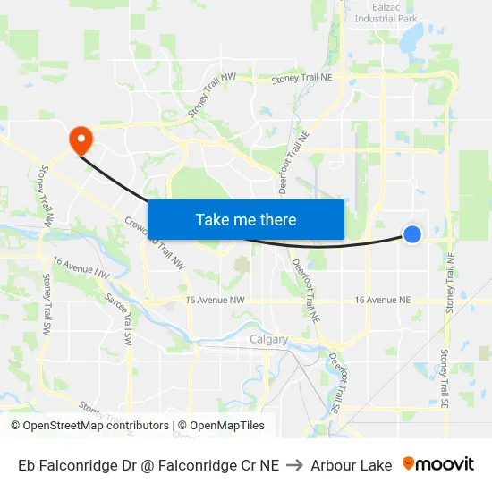 Eb Falconridge Dr @ Falconridge Cr NE to Arbour Lake map