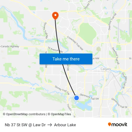Nb 37 St SW @ Law Dr to Arbour Lake map