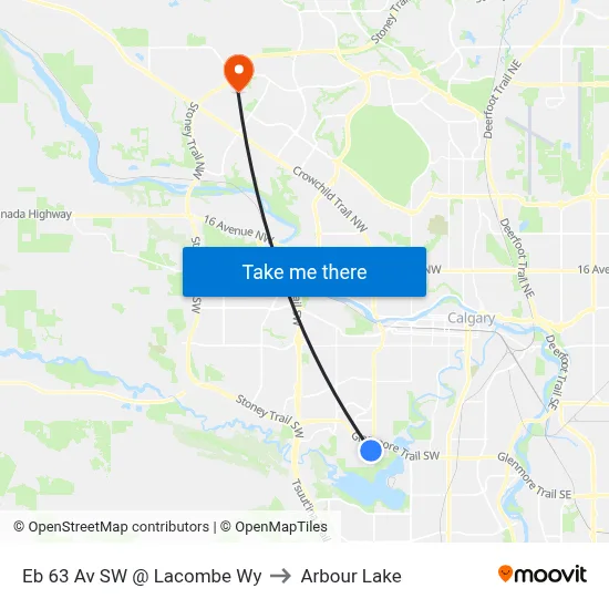 Eb 63 Av SW @ Lacombe Wy to Arbour Lake map