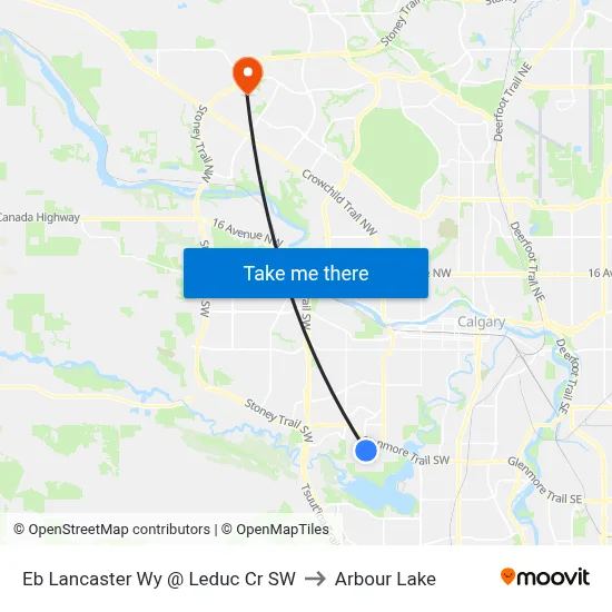 Eb Lancaster Wy @ Leduc Cr SW to Arbour Lake map