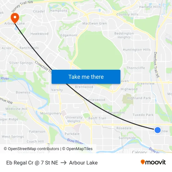 Eb Regal Cr @ 7 St NE to Arbour Lake map