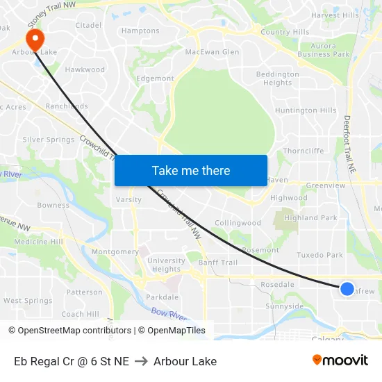 Eb Regal Cr @ 6 St NE to Arbour Lake map