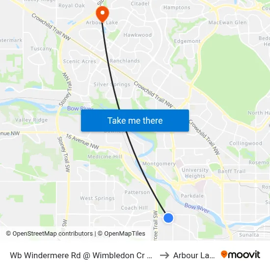 Wb Windermere Rd @ Wimbledon Cr SW to Arbour Lake map