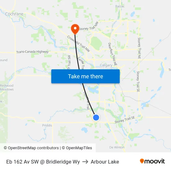 Eb 162 Av SW @ Bridleridge Wy to Arbour Lake map