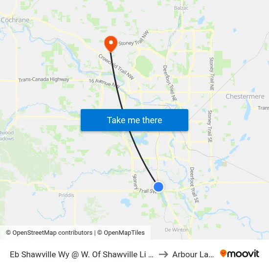 Eb Shawville Wy @ W. Of Shawville Li SE to Arbour Lake map