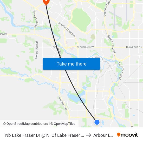 Nb Lake Fraser Dr @ N. Of Lake Fraser Ga SE to Arbour Lake map