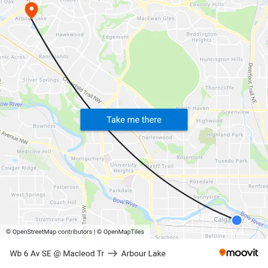Wb 6 Av SE @ Macleod Tr to Arbour Lake map