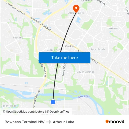 Bowness Terminal NW to Arbour Lake map