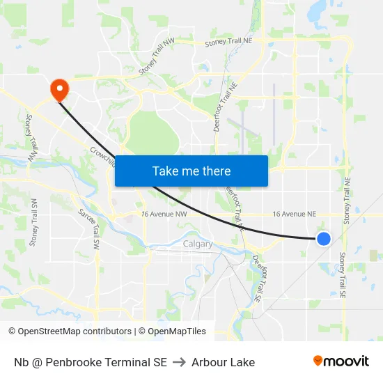 Nb @ Penbrooke Terminal SE to Arbour Lake map