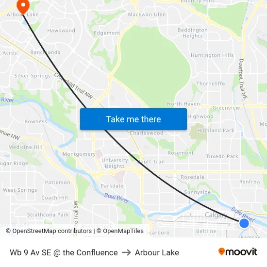 Wb 9 Av SE @ the Confluence to Arbour Lake map