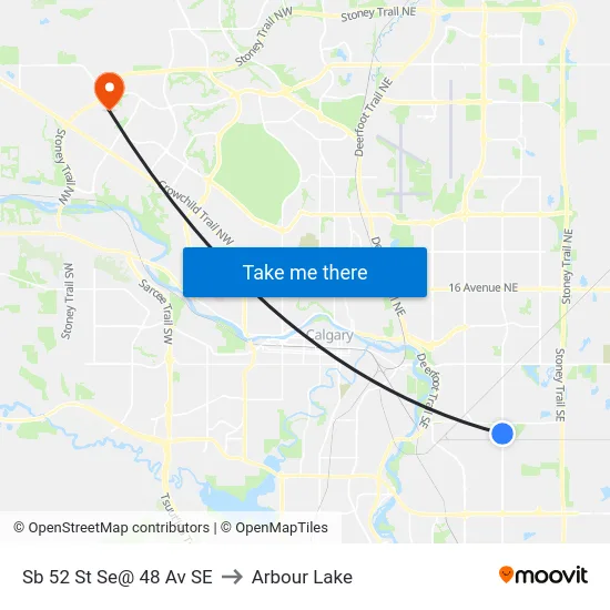 Sb 52 St Se@ 48 Av SE to Arbour Lake map