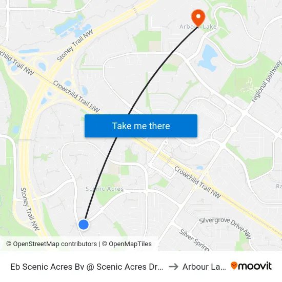 Eb Scenic Acres Bv @ Scenic Acres Dr NW to Arbour Lake map