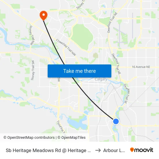 Sb Heritage Meadows Rd @ Heritage Dr SE to Arbour Lake map