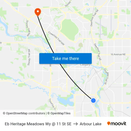 Eb Heritage Meadows Wy @ 11 St SE to Arbour Lake map