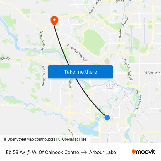 Eb 58 Av @ W. Of Chinook Centre to Arbour Lake map