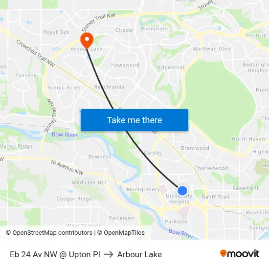 Eb 24 Av NW @ Upton Pl to Arbour Lake map