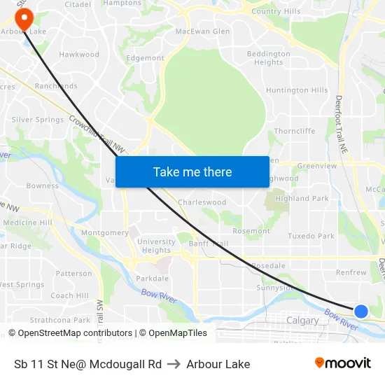 Sb 11 St Ne@ Mcdougall Rd to Arbour Lake map