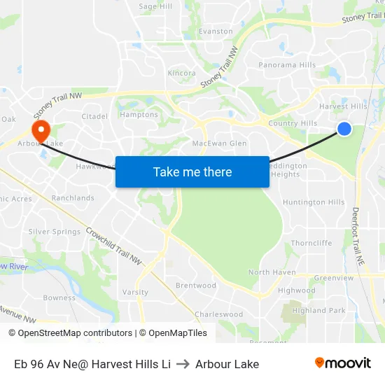 Eb 96 Av Ne@ Harvest Hills Li to Arbour Lake map