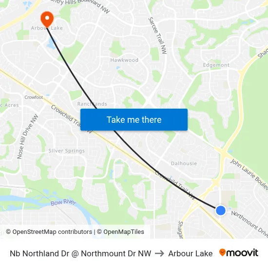 Nb Northland Dr @ Northmount Dr NW to Arbour Lake map