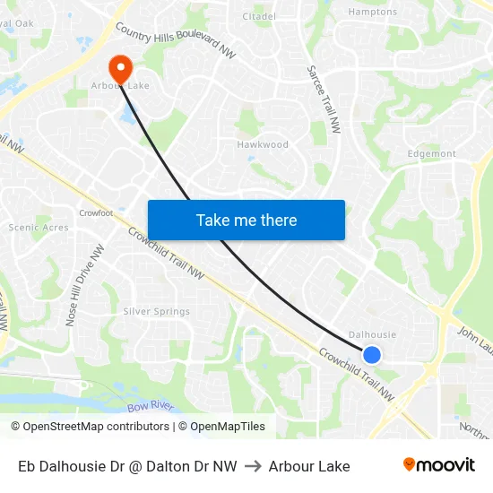 Eb Dalhousie Dr @ Dalton Dr NW to Arbour Lake map