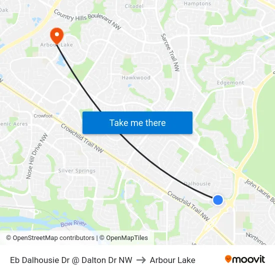 Eb Dalhousie Dr @ Dalton Dr NW to Arbour Lake map