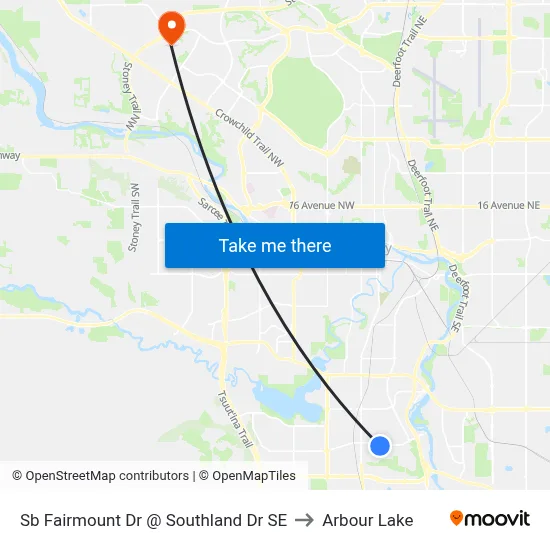 Sb Fairmount Dr @ Southland Dr SE to Arbour Lake map