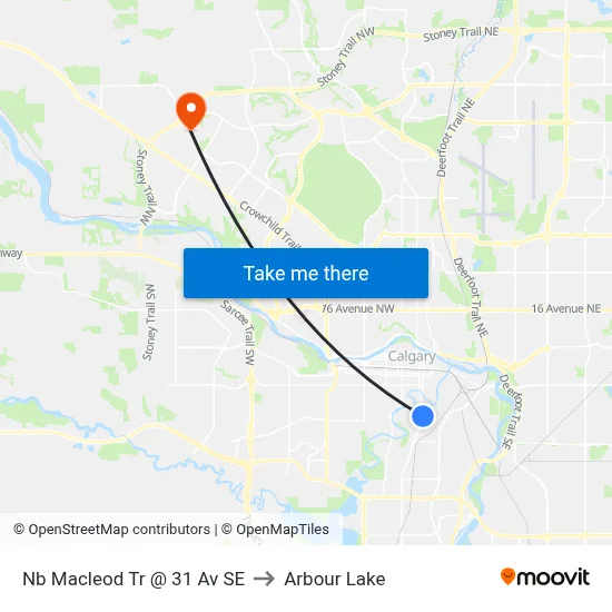 Nb Macleod Tr @ 31 Av SE to Arbour Lake map