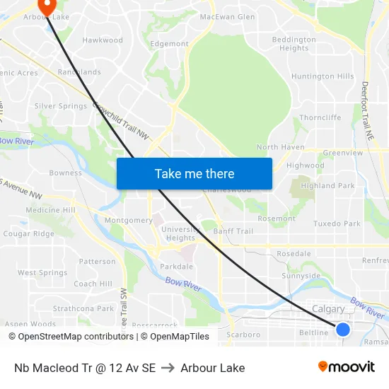 Nb Macleod Tr @ 12 Av SE to Arbour Lake map