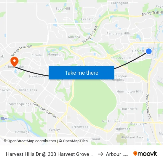 Harvest Hills Dr @ 300 Harvest Grove Pl NE to Arbour Lake map