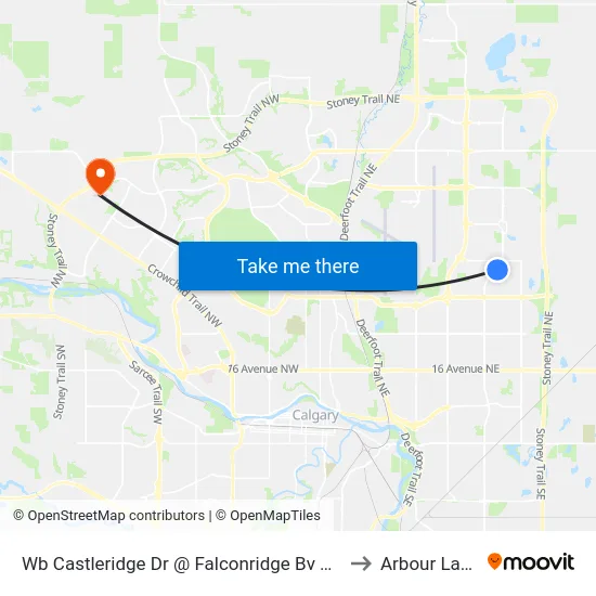 Wb Castleridge Dr @ Falconridge Bv NE to Arbour Lake map