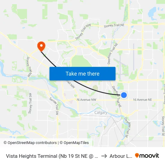 Vista Heights Terminal (Nb 19 St NE @ 24 Av Ne) to Arbour Lake map