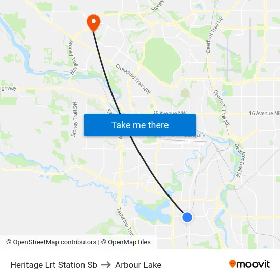 Heritage Lrt Station Sb to Arbour Lake map
