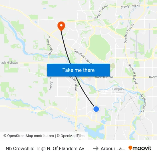 Nb Crowchild Tr @ N. Of Flanders Av SW to Arbour Lake map