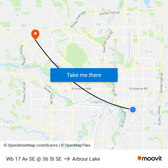 Wb 17 Av SE @ 36 St SE to Arbour Lake map