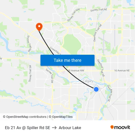 Eb 21 Av @ Spiller Rd SE to Arbour Lake map