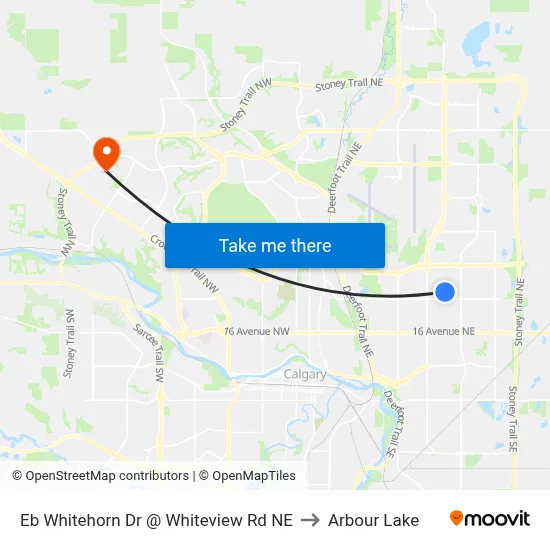 Eb Whitehorn Dr @ Whiteview Rd NE to Arbour Lake map