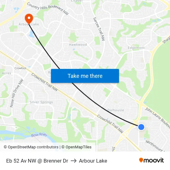 Eb 52 Av NW @ Brenner Dr to Arbour Lake map
