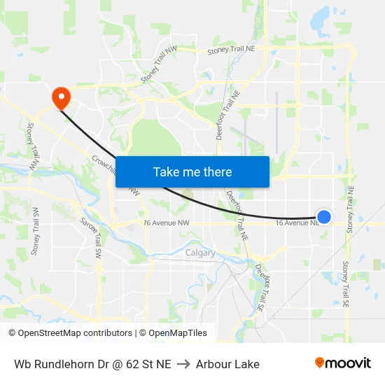 Wb Rundlehorn Dr @ 62 St NE to Arbour Lake map