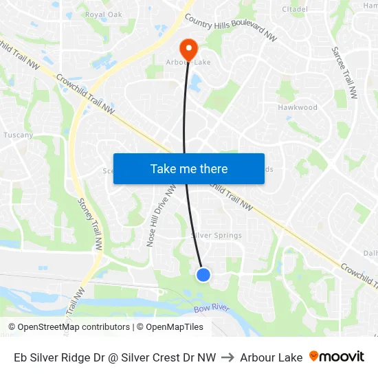 Eb Silver Ridge Dr @ Silver Crest Dr NW to Arbour Lake map