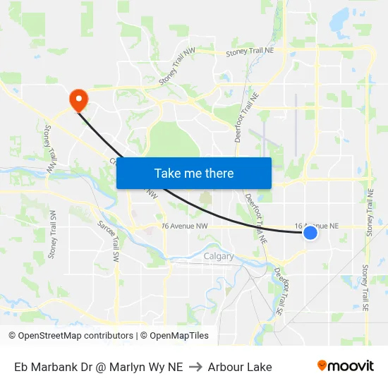 Eb Marbank Dr @ Marlyn Wy NE to Arbour Lake map