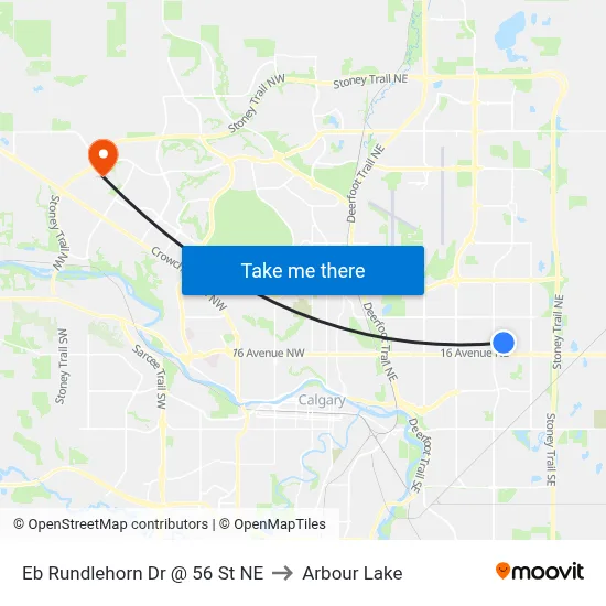 Eb Rundlehorn Dr @ 56 St NE to Arbour Lake map