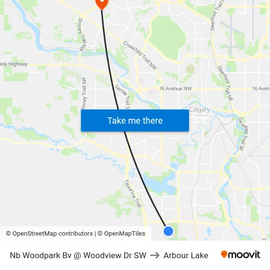 Nb Woodpark Bv @ Woodview Dr SW to Arbour Lake map